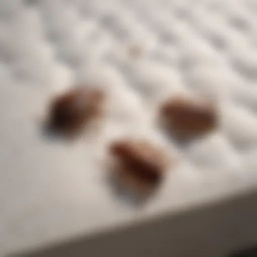 Close-up view of bed bugs on a mattress