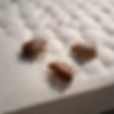 Bed Bugs Infestation on Mattress Close-up view of bed bugs on a mattress