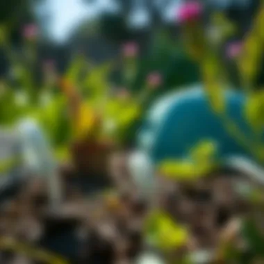 Preventive Measures in the Garden A garden setting showing preventive measures against pillbugs