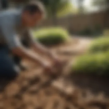 Effective Application of Nematodes Homeowner applying beneficial nematodes to the soil
