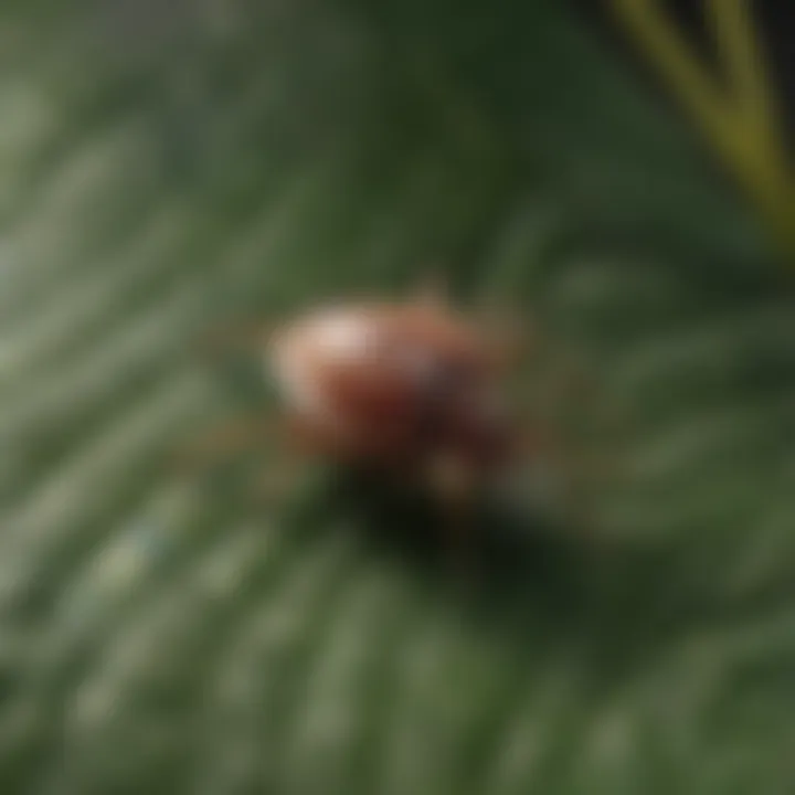 Close-up of a tick on a leaf