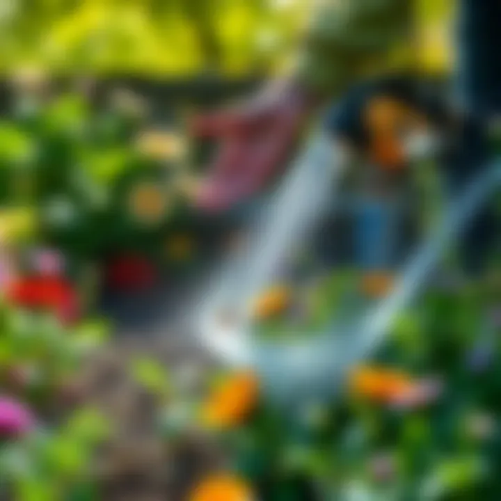 A natural pest control solution being applied in a garden setting