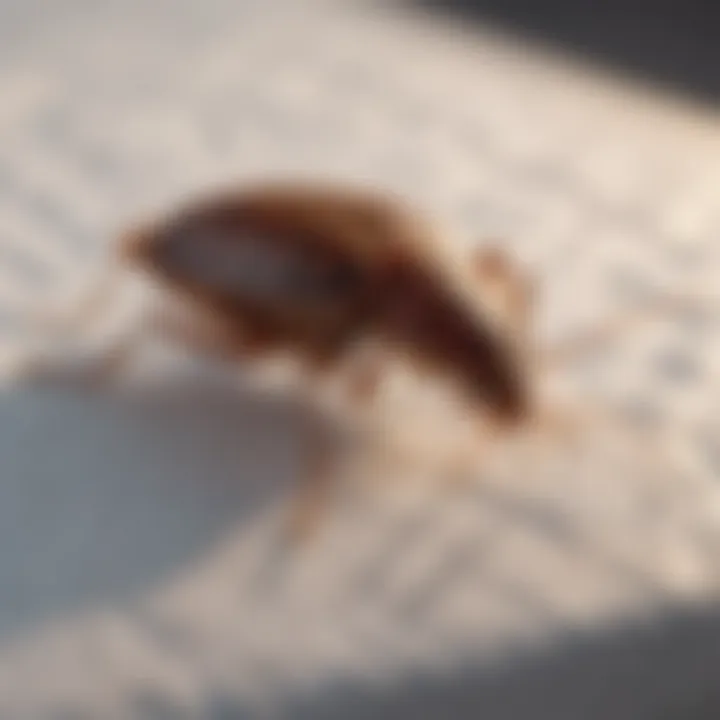 Close-up view of bed bug on mattress