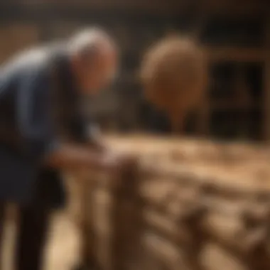 Expert inspecting a termite-infested wooden structure