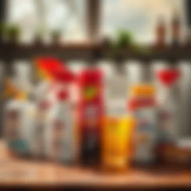 Variety of Ant Spray Formulations Different types of ant sprays on a table