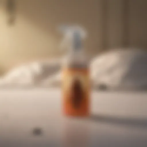 Close-up of a bed bug spray bottle