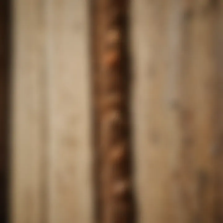 A close-up of termite damage on wooden beams