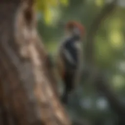 Woodpecker perched on a tree trunk