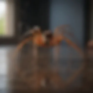 Demonstration of proper application technique for indoor bug spray targeting spiders