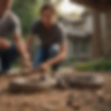 Homeowner Taking Precautions Against Rattlesnakes Homeowner protecting yard from rattlesnakes