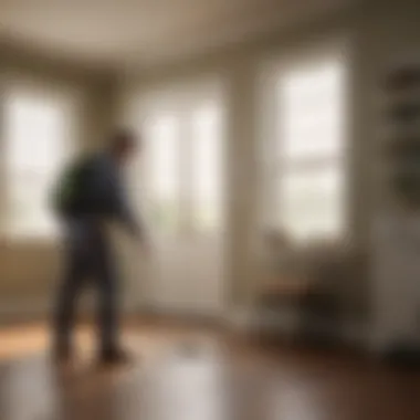 Professional pest control technician inspecting a home