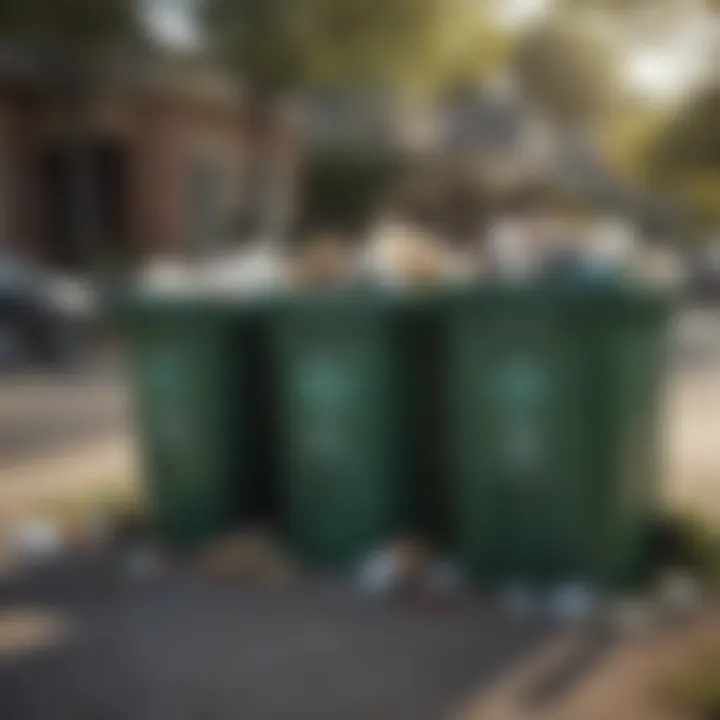 Recycling bins filled with sorted materials