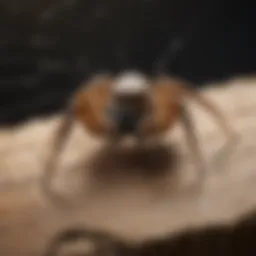 Close-up view of a spider on a web in a corner