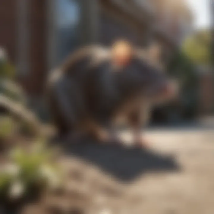 Close-up of a rat in a residential area