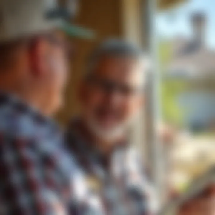 Customer-Centric Pest Management A satisfied homeowner discussing pest management solutions with a specialist.