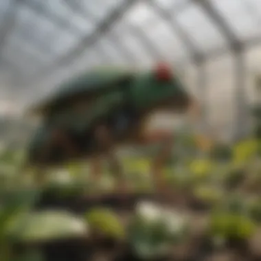 Natural pest control methods showcased in a greenhouse setting