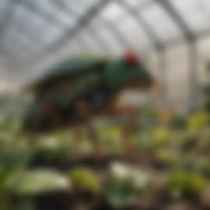 Natural pest control methods showcased in a greenhouse setting
