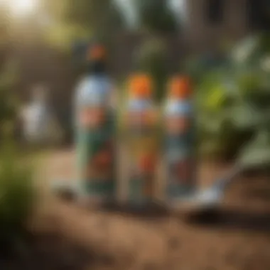 Chemical Repellents: Pros and Cons for Mole Control A chemical repellent product placed next to gardening tools