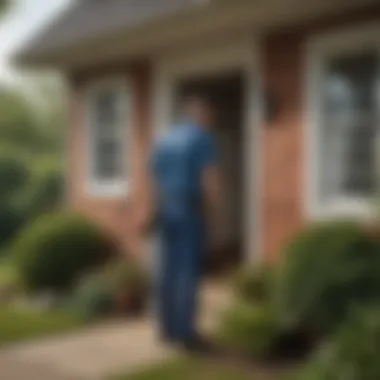 Pest control technician inspecting a home in Zanesville