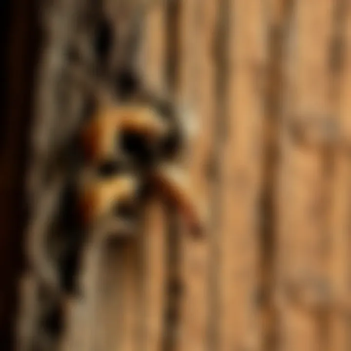 Close-up of termite damage on wooden structure