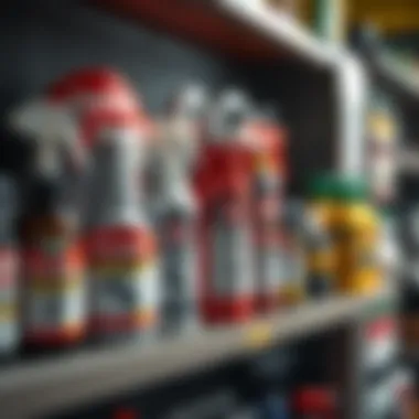 Pest Control Solutions and Products Various pest control products on a shelf