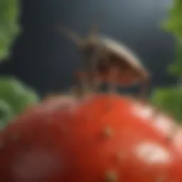 Close-up of stink bug on tomato plant