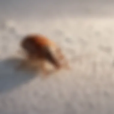 Close-up view of bed bug on a mattress