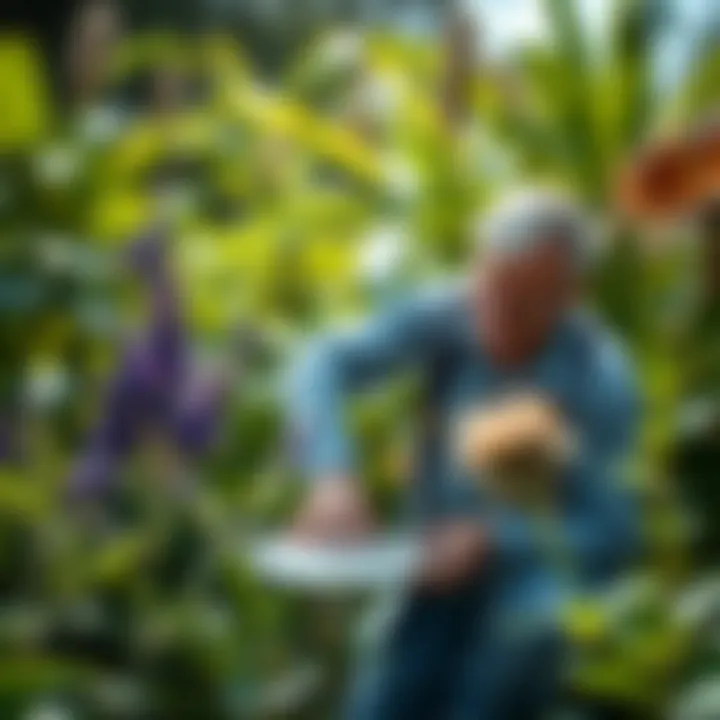 Application of diatomaceous earth in a garden