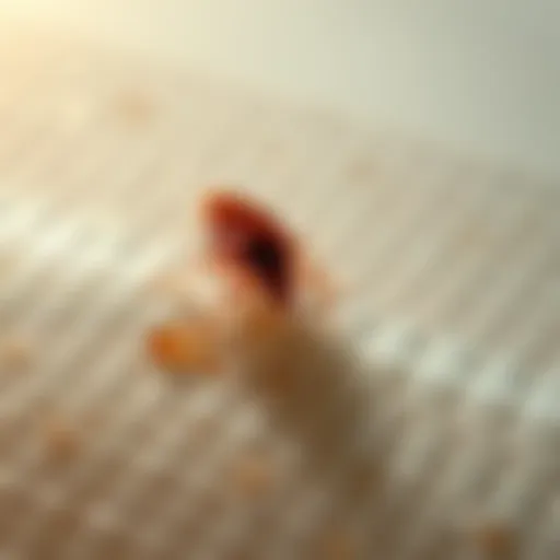 Close-up of a bed bug on a mattress seam