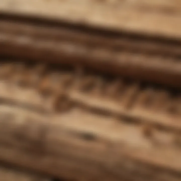 Close-up of termite damage on wooden structure