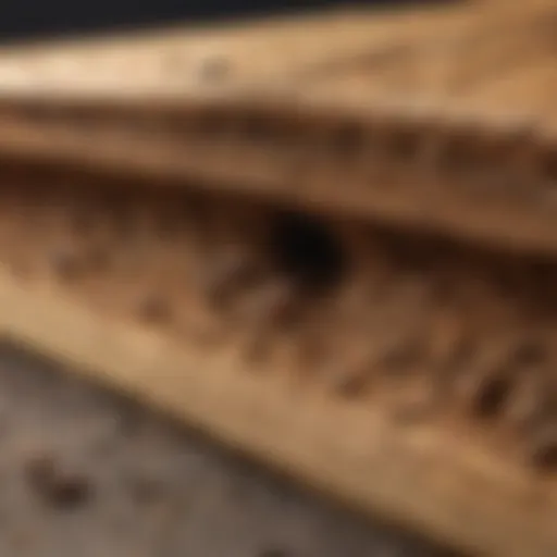 Visual representation of termite damage in wood