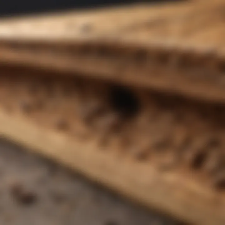 Visual representation of termite damage in wood