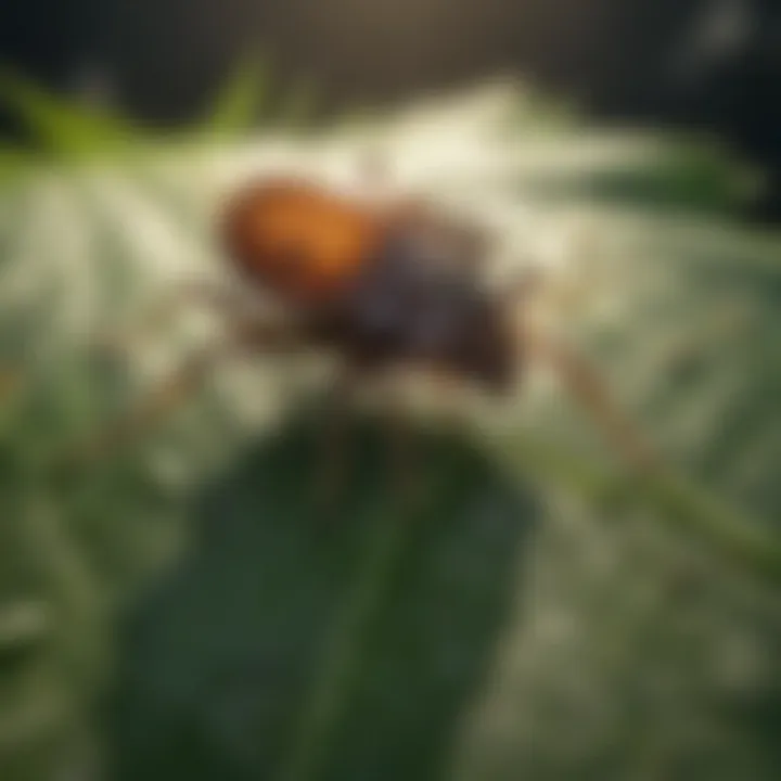 Close-up of ticks on a leaf