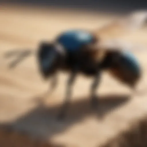 Close-up of a carpenter bee on wood