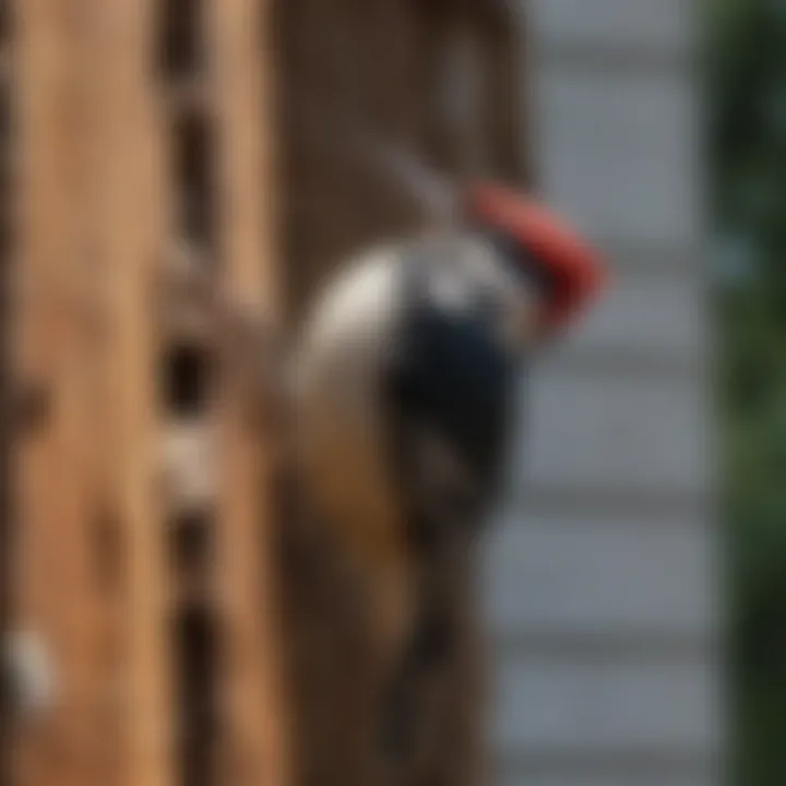 Damaged wood siding from woodpecker activity