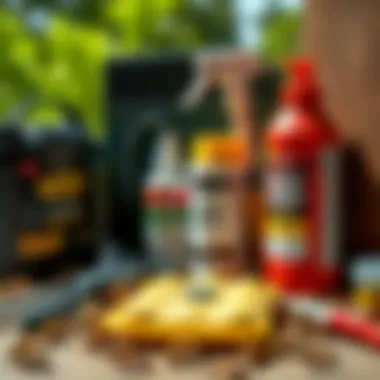 Wasp Removal Tools and Traps Various traps and natural repellents for wasps displayed together