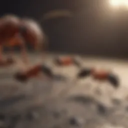 Close-up view of crazy ants on a surface