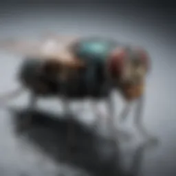 A close-up view of a house fly resting on a surface