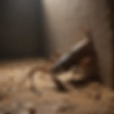 Natural Habitat of Scorpions A scorpion hiding in a dark corner, illustrating its natural habitat.