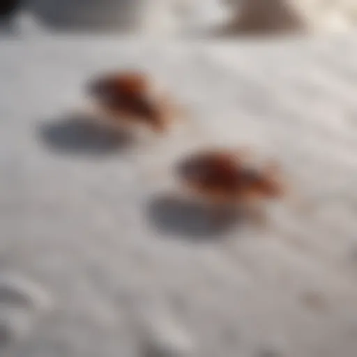 Close-up view of bed bugs on a mattress