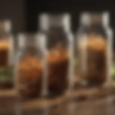 Natural remedies displayed in jars for termite control