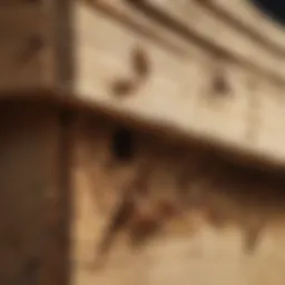 A detailed view of termite damage on wooden structures