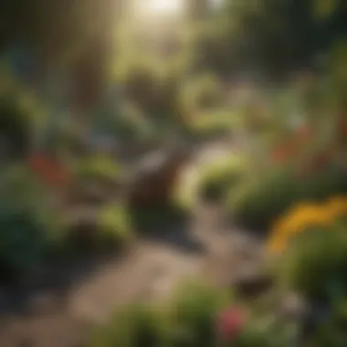 A thriving garden protected from groundhogs Healthy garden thriving