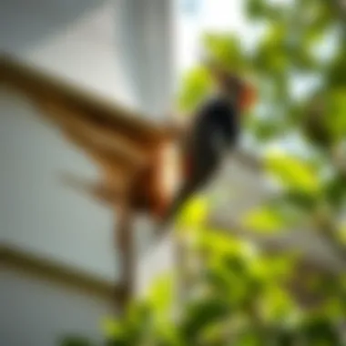 Damage Caused by Woodpeckers on Homes Sign of woodpecker damage on a house exterior