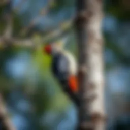 Woodpecker perched on a tree, highlighting its natural habitat