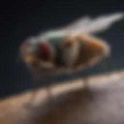 Close-up of a phorid fly on a surface