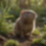 Vole in a garden setting