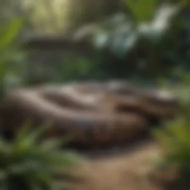 A snake basking in a garden