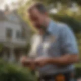 Professional critter control technician examining a property