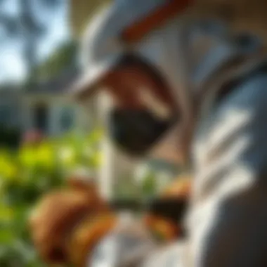 Pest Control Technician in Action Close-up of a pest control technician examining a property